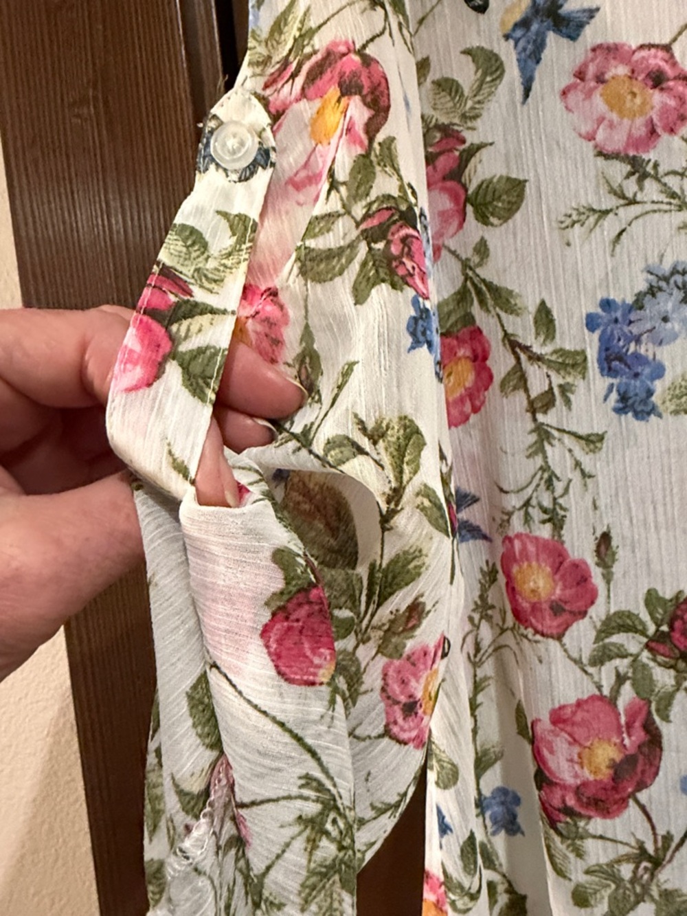 Kut from the Kloth White Floral Button-Down Shirt with Pink & Blue Blooms - Picture 2 of 6